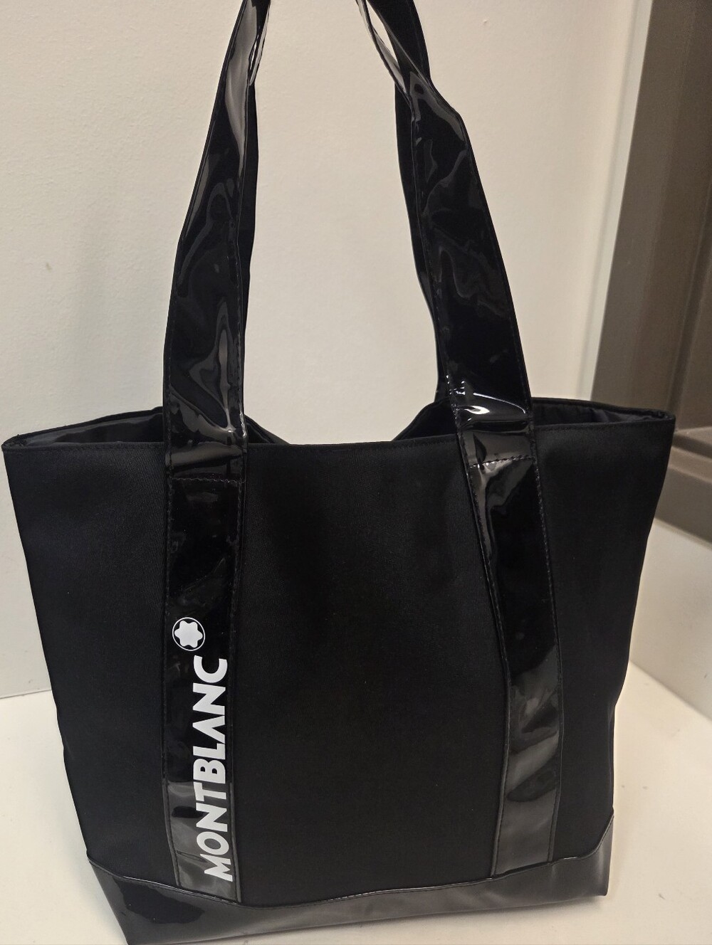 Montblanc Black Tote Bag with Patent Trim